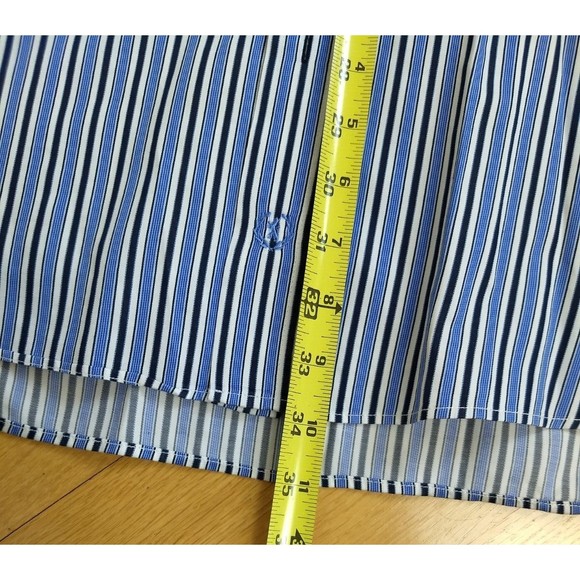 BUGATCHI UOMO‎ Striped Button Down XXL Dress Shirt Flip Cuff Blue Long Sleeve - Picture 12 of 14